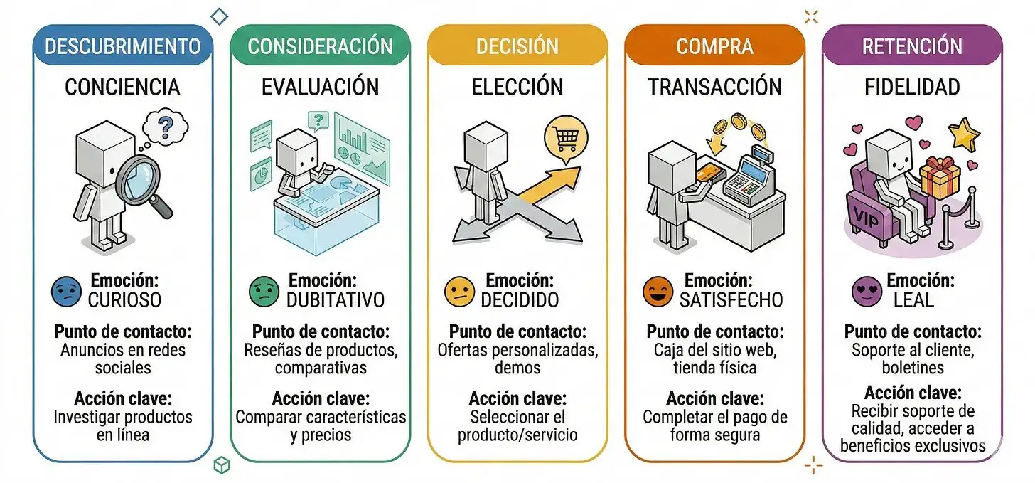 Infografía horizontal por etapas